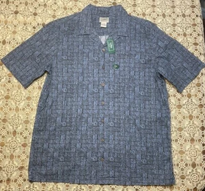 NEU mit Etikett L.L. BEAN Herren Hemd Gr. L Tall Kurzarm Blau Azteken Tropic Grau - Bild 1 von 10
