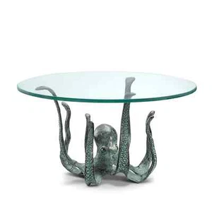 Cast Iron Glass Coastal Theme Octopus Table Server And Candleholder - Picture 1 of 2