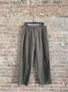 Vintage Paul Smith Sportswear Men’s Pants, Sz 34, Brown Linen/Cotton Baggy - Picture 1 of 9