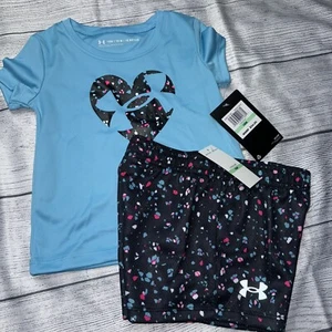 Under Armour Baby Girls Terrazo Blue Hearts Outfit Set NEW - Picture 1 of 1