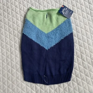 NWT Youly The Artist Blue Dog Pet Sweater Size Large Blue And Green Knitted - Picture 1 of 5