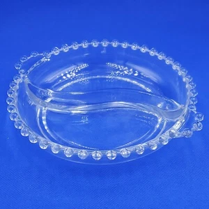 Vintage Glass Candlewick Pattern Divided Relish Dish - Foto 1 di 6