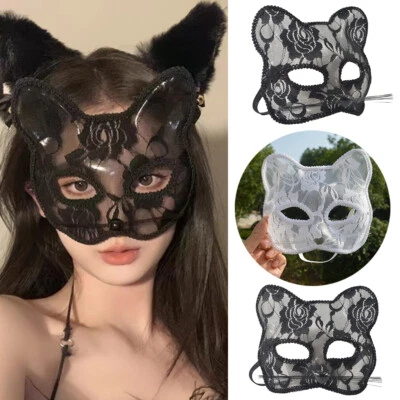 Lace Cat Eye Fancy Dress Accessories Party Cat Mask Cosplay Masquerade HalfFac ! - Image 1 of 4