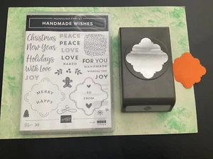 New SET 30 Stampin Up Handmade Wishes Stamps 159684 & Matching Label PUNCH - Picture 1 of 3