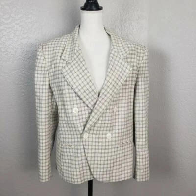 Traje Chaqueta Norton McNaughton Mujer Blanco Pastores Cuadros Doble Pecho 14 Foto 1 de 4