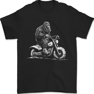 Yeti Biker Motorbike Motorcycle Bigfoot Mens T-Shirt 100% Cotton - Picture 1 of 2