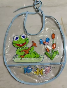 1989 Vintage Plastic Vinyl Infant Baby Bib Muppet Babies Kermit The Frog Remco - Picture 1 of 7