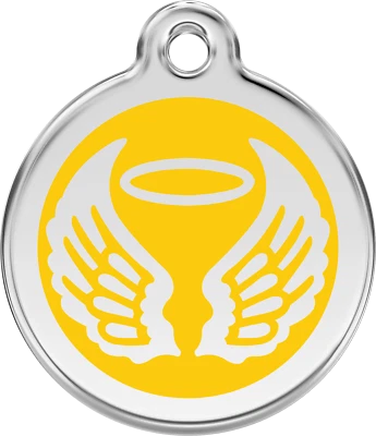 Steel Red Dingo Angel ID Dog Tag Black Purple Blue Green Yellow Orange Red Pink - Image 1 of 4