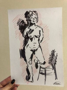 Artist Kateryna Kostiuk-Shostka Drawing of a naked girl # 5 (two drawing ) 2024 - Picture 1 of 6