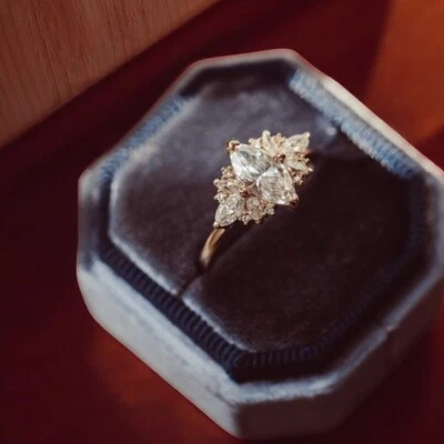 Marquise Cut Diamond Ring 14k Yellow Gold Lab Grown 1.50 Carat IGI Certified - Image 1 of 4