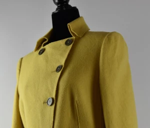 AKRIS Punto Size 10 Yellow Wool Angora Asymmetrical Jacket Blazer Pockets Lined - Picture 1 of 18