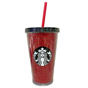 Starbucks Exclusive Holiday 2020 Red Glitter 16oz Tumbler Cup Grande w/Black Lid - Picture 1 of 9