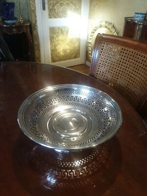 Argenterie Corbeille Fruit Ajouré Centre Table Métal Argenté Poinconné Langglux - Photo 1/4