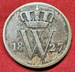 1827 Netherlands 1 Cent - William I - KM#47 - Torch Privy Mark - Picture 1 of 2