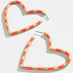 Heart Shaped Thin Medium Hoop Red Gold Earrings - Picture 1 of 2