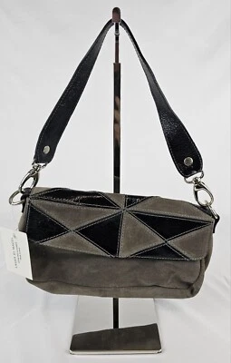 Bolso de Mano LAURA Di MAGGIO Negro y Gris Gamuza y Charol Nuevo con Etiquetas Foto 1 de 4