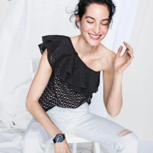 J. Crew schwarz Ösen Rüschen One Shoulder Top Größe 8 - Bild 1 von 12