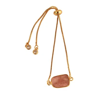 Beautiful Cherry Quartz CZ Quartz Yellow Gold Plated Slider Lock Chain Bracelet - Image 1 of 3