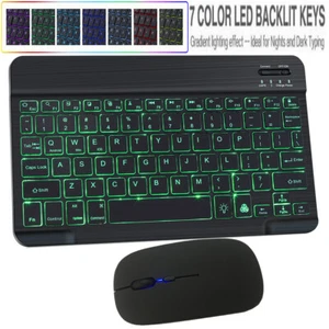 Wireless Bluetooth Backlit Keyboard&Cordless Mouse For ipad Android Tablet PC - Picture 1 of 13