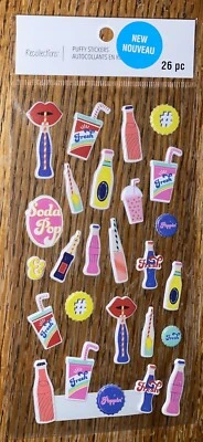 Recollections DRINKS Puffy SODA POP BOTTLES CUPS STRAWS Scrapbook Stickers - Image 1 of 4