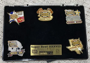 Super Bowl 38 XXXVIII 5 Pin Set Houston New England Patriots PDI 2004 Ltd Ed - Picture 1 of 7