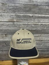 Vintage American Quarter Horse Hat Embroidered Cap Tan & Navy Blue Strap Back