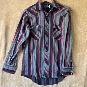 Wrangler Western Shirt Pearl Snap Stripe Men’s 15 1/2 - 34 X-Long Tails Vintage - Bild 1 von 9