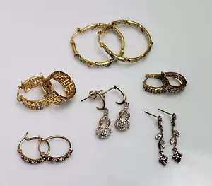 Lot of 6 Sterling Silver Diamond & Gemstone Huggie Hoop Earring Lot - Wholesale - Picture 1 of 9