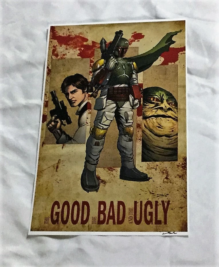 Quadro pôster Star Wars The Good Bad Ugly Boba Fett Han Solo Jabba Hutt 11x17  - Imagem 1 de 1