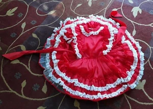VTG Betty Oden Girl Dress Frilly Lace Red Full Skirt Crinoline USA  - Picture 1 of 7