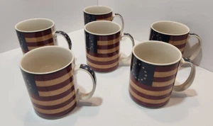 Set 6 tazzine/tazze da caffè vintage Coventry Liberty in gres bandiera patriottica americana - Foto 1 di 11