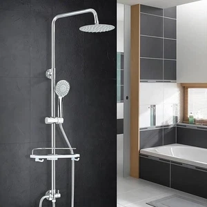 Sistema doccia senza rubinetto acciaio inox set doccia con doccia a pioggia e doccetta cromato - Foto 1 di 10