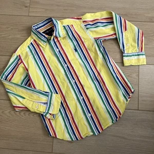 90's Vtg Polo Ralph Lauren Button Bright Colorful Striped Shirt Boys Sz 5 preppy - Picture 1 of 4