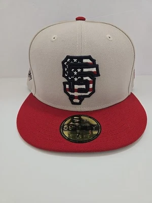 Бейсболка San Francisco GIANTS New Era кепка 4 июля американский флаг 7 1/2 59,6 см - Изображение 1 из 4