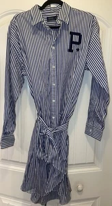 Polo Ralph Lauren Womens Belted Striped Patchwork Button Down Shirt Dress Sz 14 - Picture 1 of 6