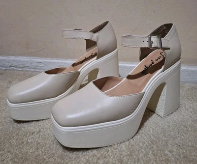 Free People Gwen Beige Cuero Mary Jane Plataformas Tacones Zapatos UE 40 $158 Foto 1 de 4