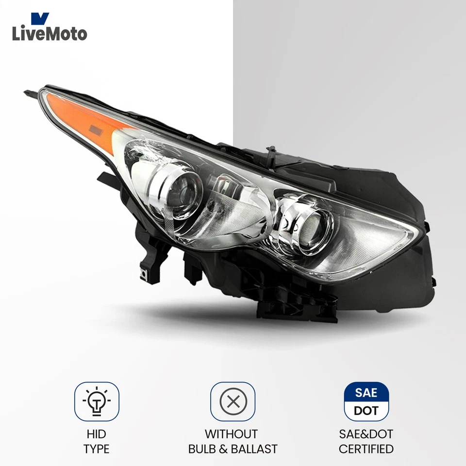 For 2009-2017 Infiniti FX35 FX50 QX70 Headlight w/o Sport Pkg Non-AFS Passenger Foto 1 de 4