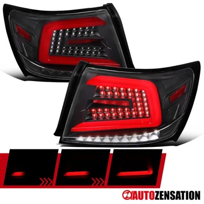 Fit 2008-2014 Subaru Impreza WRX Sedan Black Tail Lights Sequential Signal Bar - Image 1 of 4