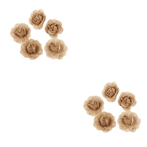 10 piezas flores de arpillera rosa para decoración de boda de Navidad (marrón) - Imagen 1 de 7