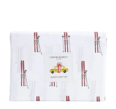 辛西娅·罗利假日滑雪圣诞女王床单套装复古收藏新品 — 第 1/3 张图片