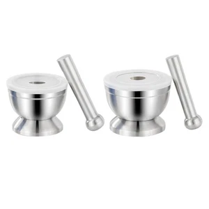 With Lid Stone Mortar 304 Stainless Steel Garlic Mortar Kitchen Tool - Picture 1 of 14