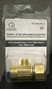 Homewerks Extender Tee 1/2" Hembra x 1/2" Macho x1/4" Macho Adaptador de Electrodoméstico - Imagen 1 de 1