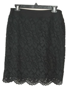 J. Jill Skirt Women’s Small Petite Black Straight Floral Lace Stretch Wearever - Picture 1 of 5