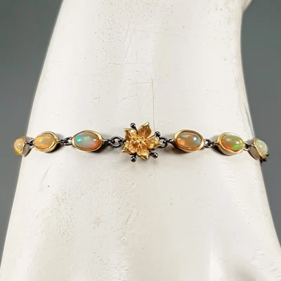 Handmade Natural Opal Bracelet 925 Sterling Silver 7.5"/BR13629 - Image 1 of 4