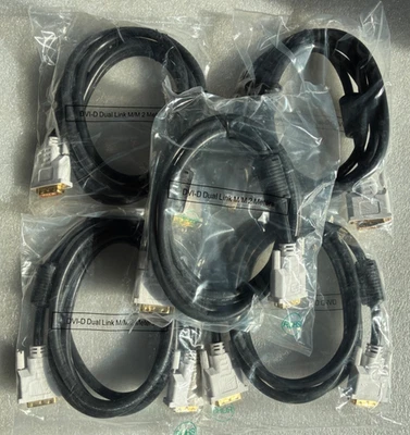 ( 5 )  DVI-D Cable Dual Link Male to Male 6ft DVI-D to DVI-D Video Cable / GOLD - Image 1 of 4
