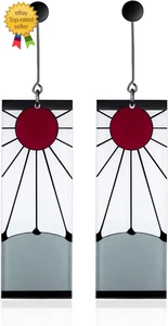 925 Sterling Silber Tanjiro Ohrringe Anime Cosplay Tanjiro schwarz Ohrringe - Bild 1 von 12