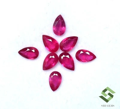5x3 mm Natural Ruby Pear Cut Lot 08 Pcs 2.06 CTS Calibrated Loose Gemstones GF - Image 1 of 4