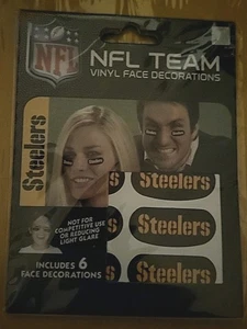 Pittsburgh Steelers NFL Vinyl Gesichtsschmuck 6er Pack Augen schwarze Streifen - Bild 1 von 2