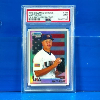 Matt Olson 2010 Bowman cromo #104 primer refractor Bowman radiocontrol Atlanta Braves PSA 9 Foto 1 de 2