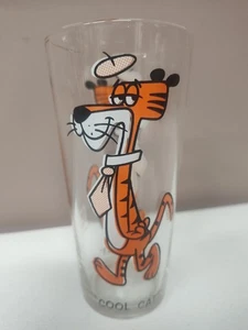 Vintage 1973 coole Katze Pepsi Logo schwarze Buchstaben Brockway dickes Glas - Bild 1 von 7